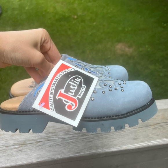 Y2K Vintage Justin Mule Slip On Shoes Western Women’s SZ 5.5 Leather Brand New - Picture 9 of 16